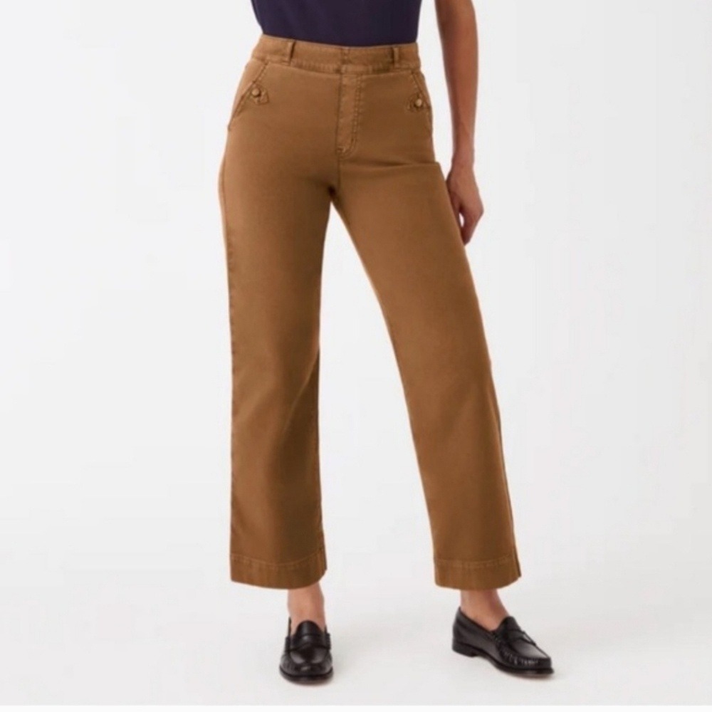 Spanx Stretch Twill Crop Wide Leg Brown Pull On Pants In Women's 1X- High Rise
